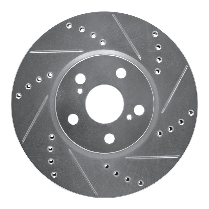R1 08-19 Pontiac Vibe Front Right Drilled & Slotted Silver Brake Rotor