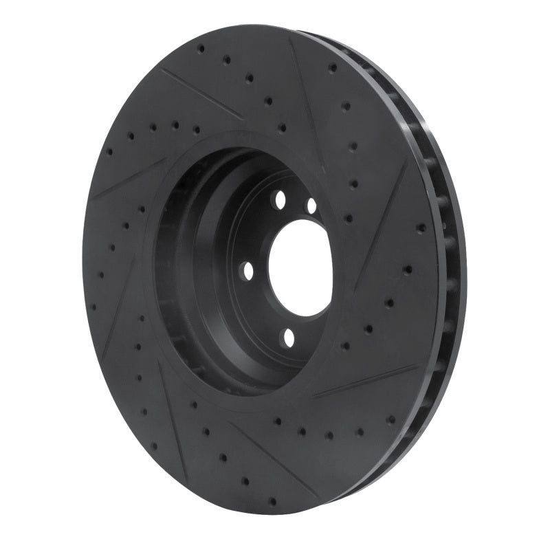 R1 2007-2008 BMW ALPINA B7 Front Left Drilled & Slotted Black Brake Rotor