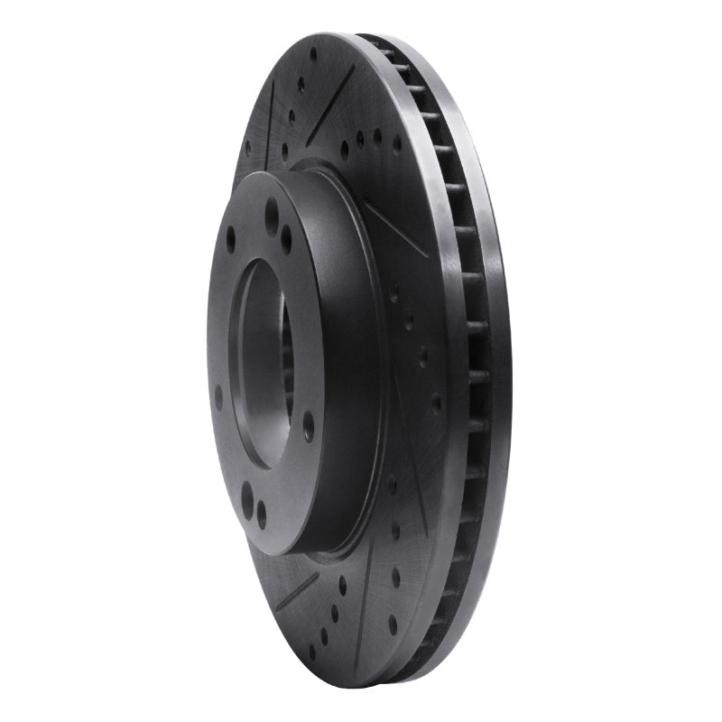 R1 2007-2009 Kia Sorento Front Left Drilled & Slotted Black Brake Rotor
