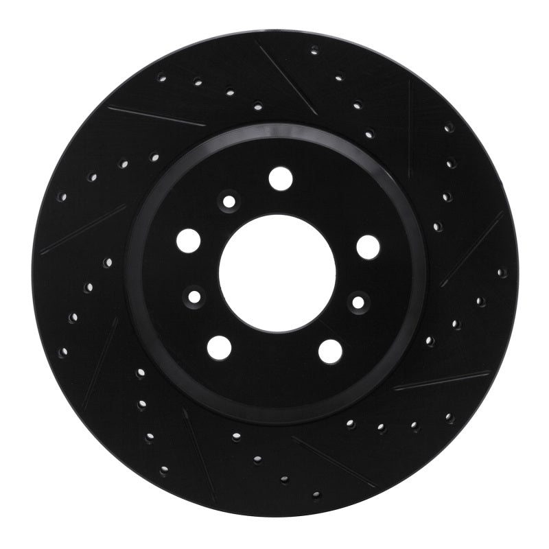 R1 06-16 Buick Lucerne Front Right Drilled & Slotted Black Brake Rotor