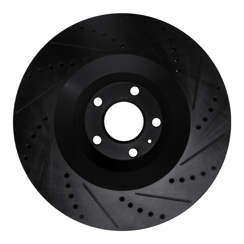 R1 05-11 Audi A6 Quattro Front Left Drilled & Slotted Black Brake Rotor