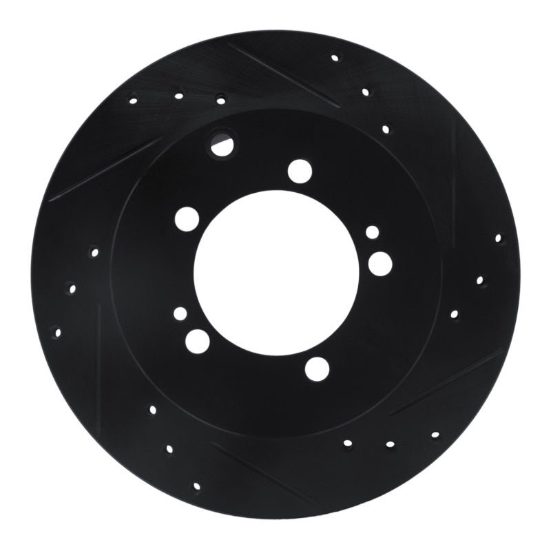 R1 92-96 Mitsubishi DIAMANTE Rear Right Drilled & Slotted Black Brake Rotor