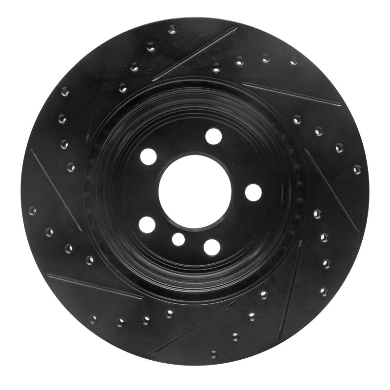 R1 12-20 BMW 335I GT xDrive Rear Right Drilled & Slotted Black Brake Rotor