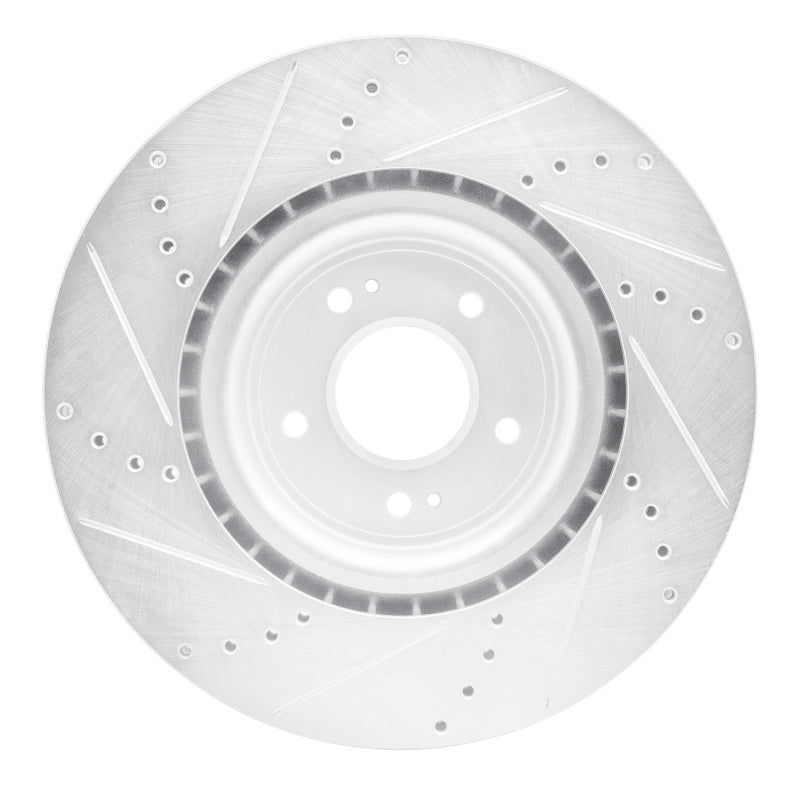 R1 08-15 Mitsubishi Lancer Front Right Drilled & Slotted Silver Brake Rotor