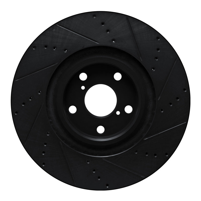 R1 09-11 Lexus IS350 Left Front Drilled & Slotted Black Brake Rotor