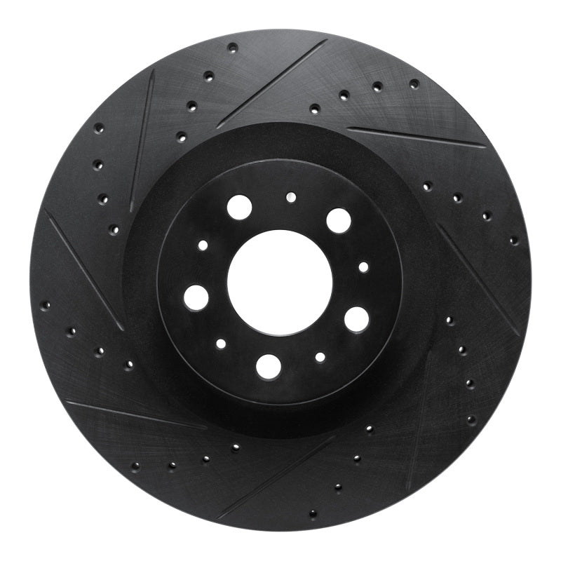 R1 20-25 Tesla Model Y Front Left Drilled & Slotted Black Brake Rotor