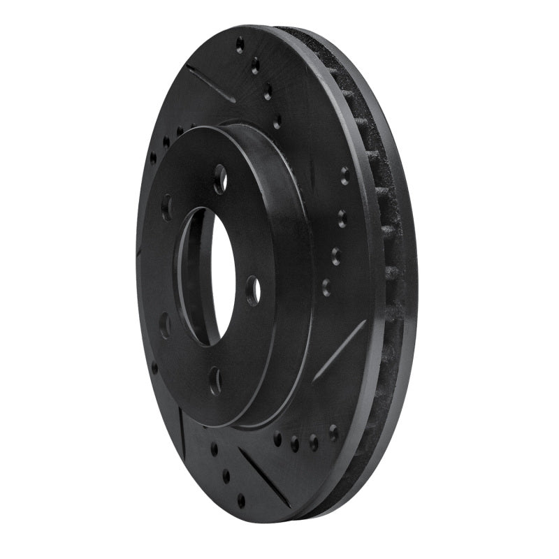 R1 70-93 Ford Taurus (Excl SHO) Front Right Drilled & Slotted Black Brake Rotor