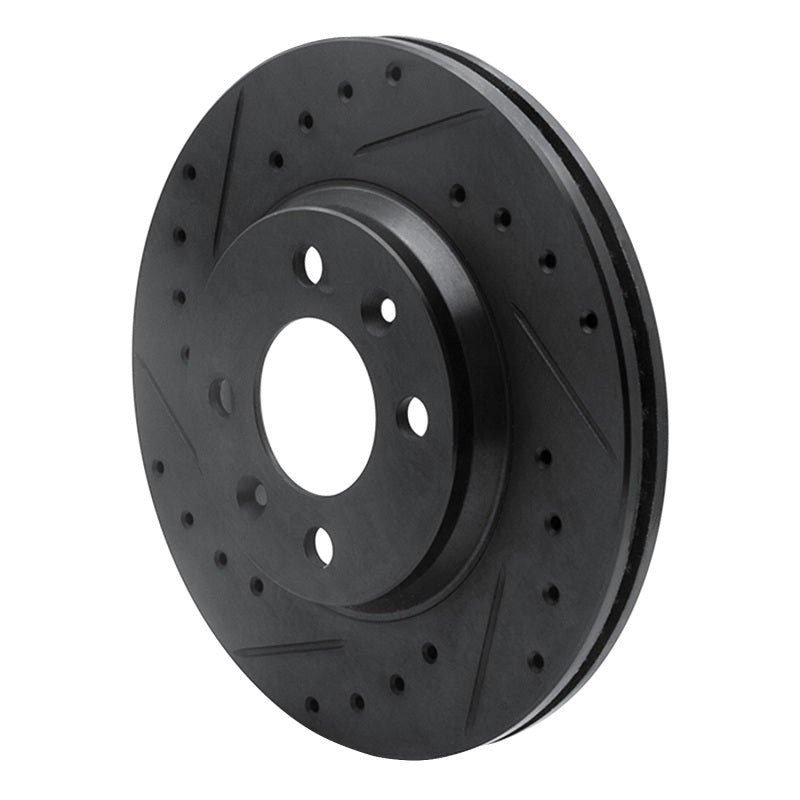 R1 87-93 Saab 9000 Front Left Drilled & Slotted Black Brake Rotor