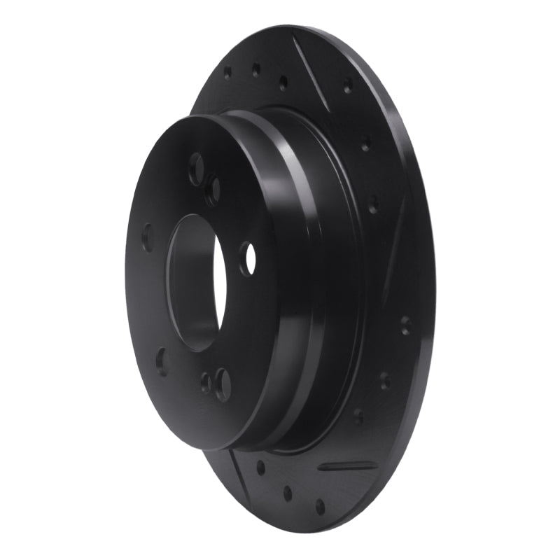 R1 83-95 Mercedes-Benz 300D Rear Right Drilled & Slotted Black Brake Rotor