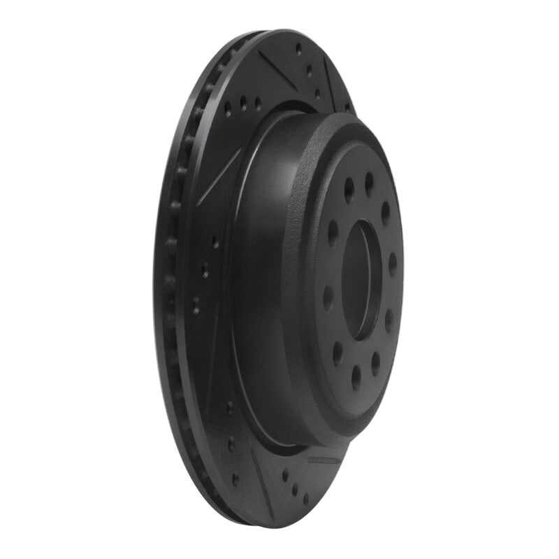 R1 03-11 Lincoln Town Car Rear Right Drilled & Slotted Black Brake Rotor