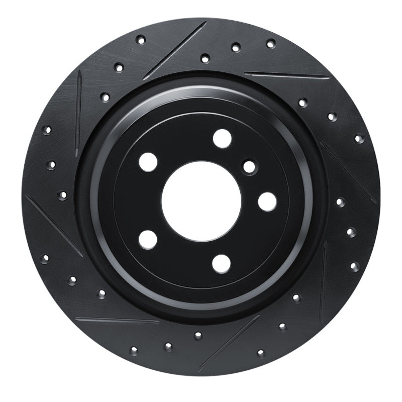 R1 12-18 Mercedes-Benz GLE300D Rear Left Drilled & Slotted Black Brake Rotor