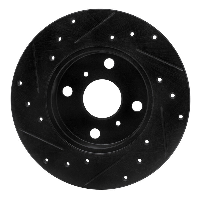 R1 83-90 Toyota Tercel Front Right Drilled & Slotted Black Brake Rotor