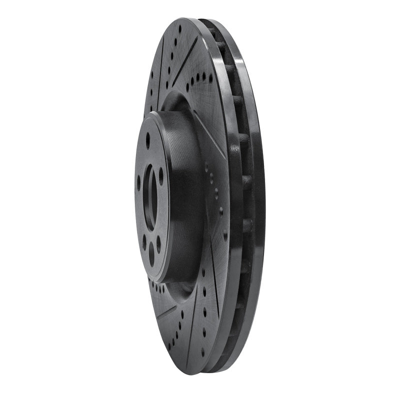 R1 07-16 Volvo S80 Front Left Drilled & Slotted Black Brake Rotor
