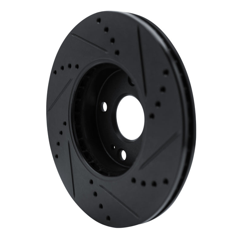 R1 16-25 Mazda 2 (Mexico) Front Left Drilled & Slotted Black Brake Rotor