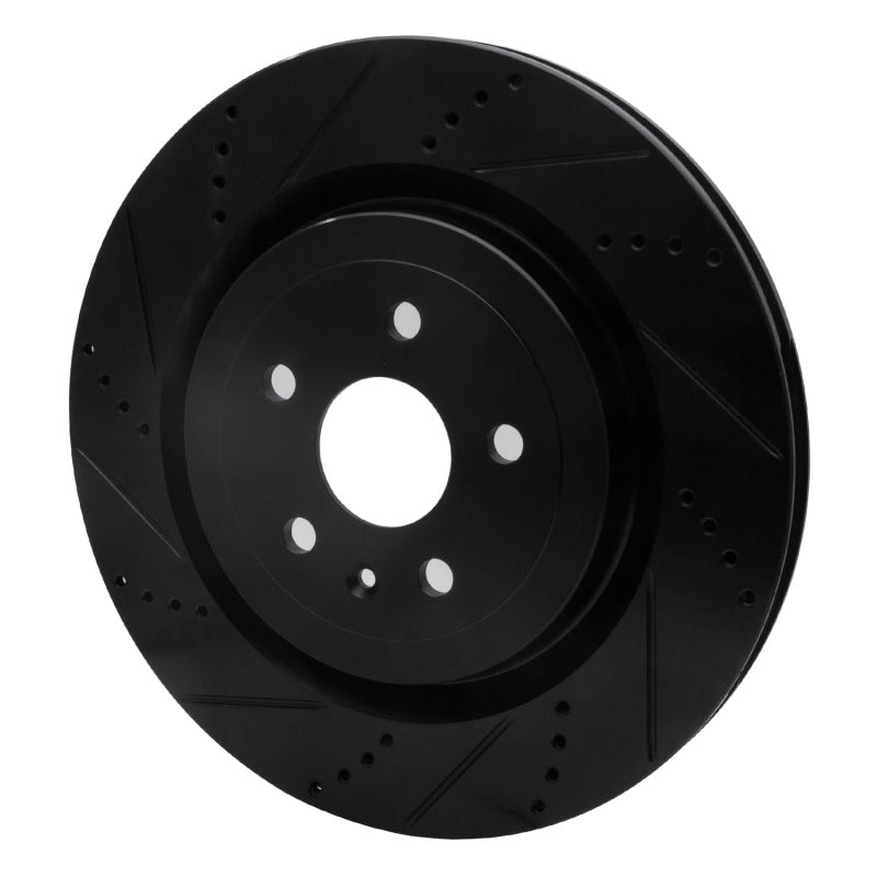 R1 09-24 Cadillac CTS Rear Left Drilled & Slotted Black Brake Rotor