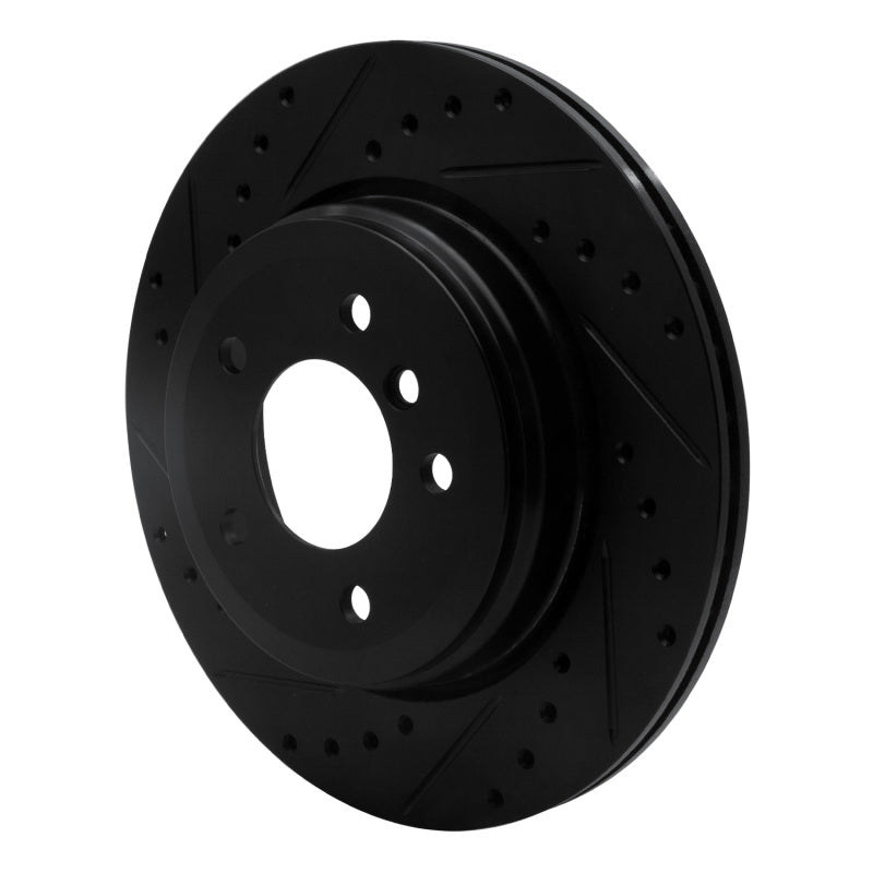 R1 04-10 BMW 525I (USA/Canada) Rear Left Drilled & Slotted Black Brake Rotor