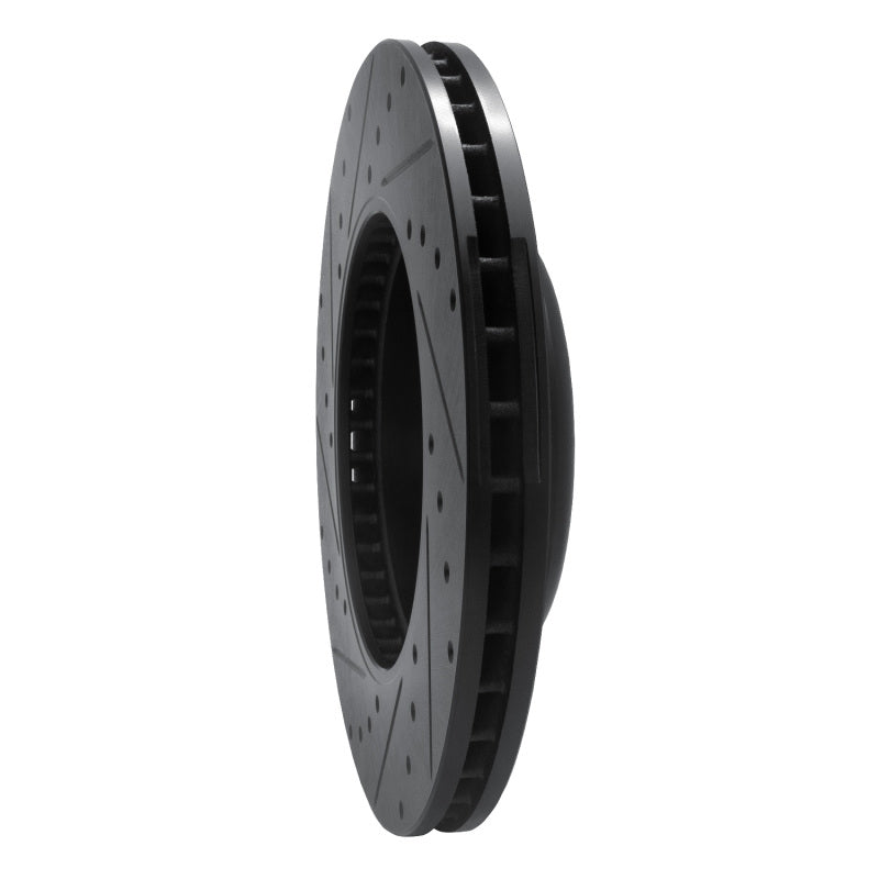 R1 17-25 BMW 330I Front Right Drilled & Slotted Black Brake Rotor
