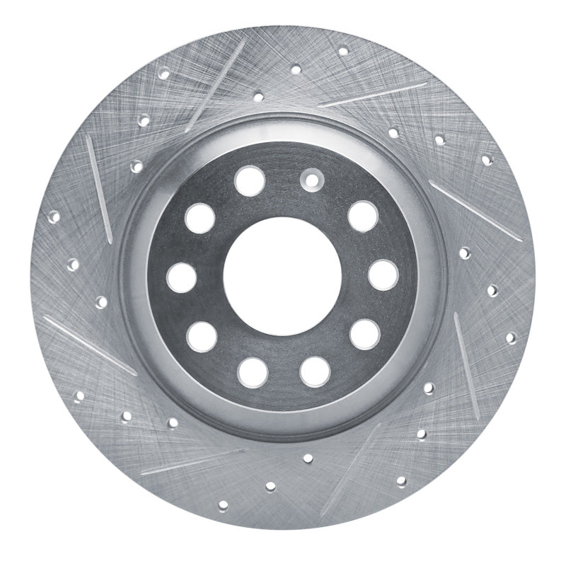 R1 16-25 Audi Q3 Rear Left Drilled & Slotted Silver Brake Rotor