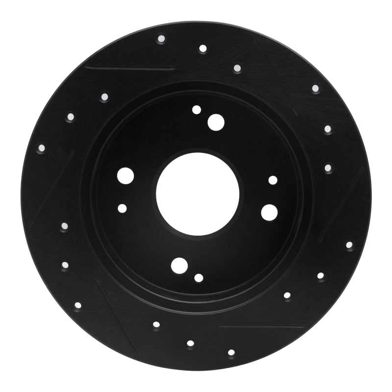 R1 92-97 Acura CL Rear Left Drilled & Slotted Black Brake Rotor