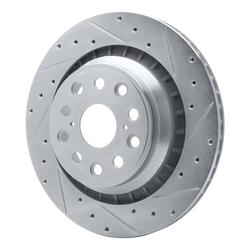 R1 07-17 Lexus LS460 Right Rear Drilled & Slotted Silver Brake Rotor
