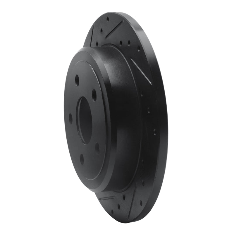 R1 05-10 Jeep Grand Cherokee Rear Left Drilled & Slotted Black Brake Rotor
