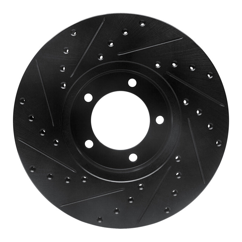 R1 71-97 Jaguar XJ12 Front Right Drilled & Slotted Black Brake Rotor