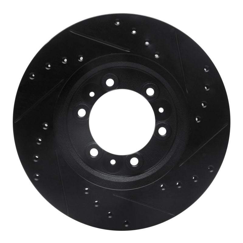 R1 92-02 Acura SLX Front Left Drilled & Slotted Black Brake Rotor