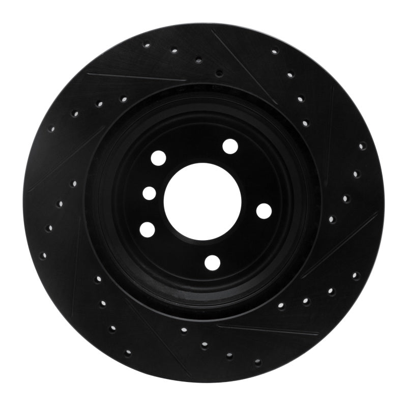 R1 08-13 BMW 135I Rear Left Drilled & Slotted Black Brake Rotor