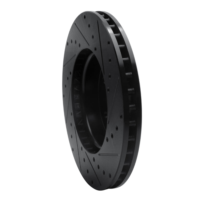 R1 13-25 Cadillac CT4 Front Left Drilled & Slotted Black Brake Rotor