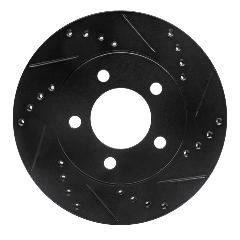 R1 70-93 Ford Taurus (Excl SHO) Front Right Drilled & Slotted Black Brake Rotor