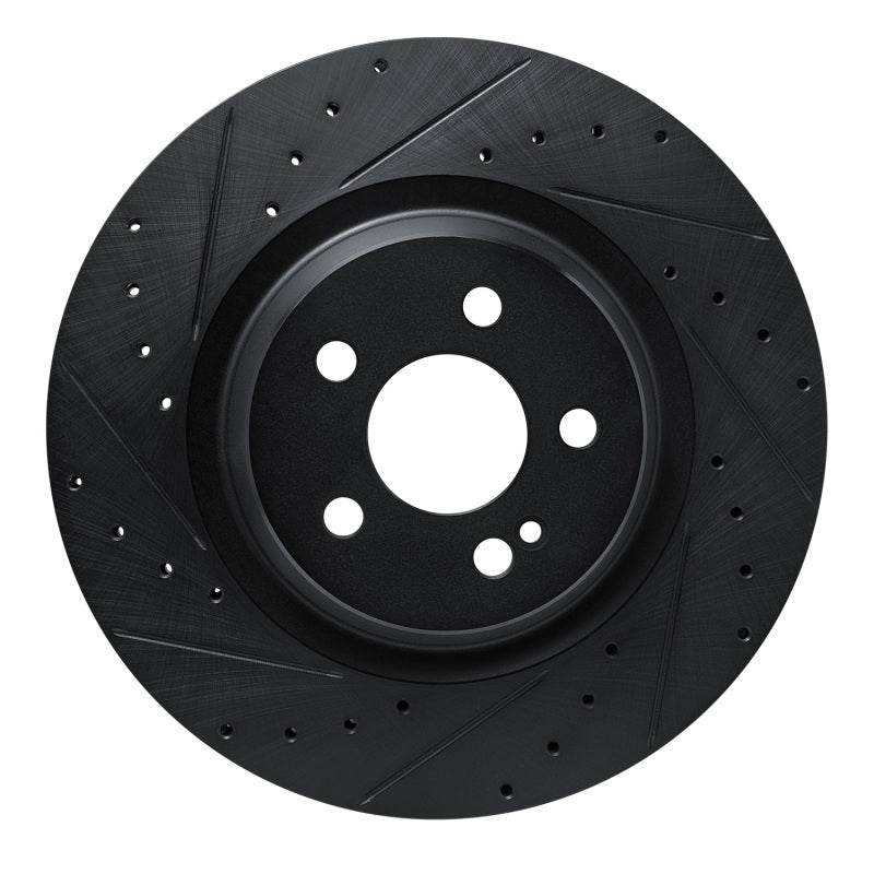 R1 20-26 Mercedes-Benz GLS580 Rear Left Drilled & Slotted Black Brake Rotor