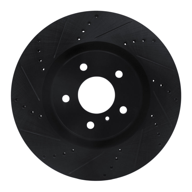 R1 03-08 Infiniti G35 Front Left Drilled & Slotted Black Brake Rotor