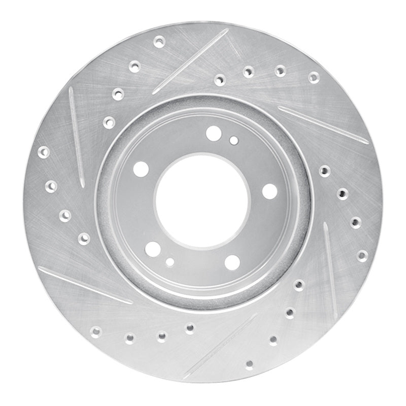 R1 83-89 Chrysler Conquest Front Right Drilled & Slotted Silver Brake Rotor