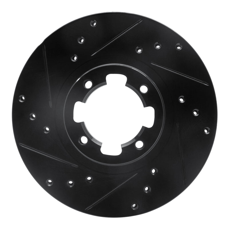 R1 85-94 Subaru GL-10 Front Left Drilled & Slotted Black Brake Rotor