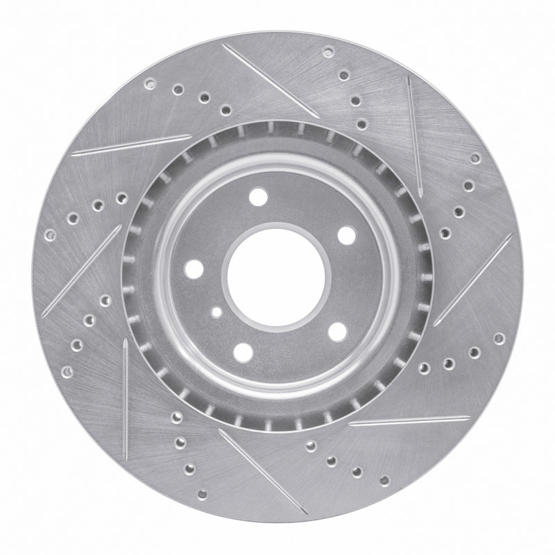 R1 03-08 Infiniti G35 Front Left Drilled & Slotted Silver Brake Rotor