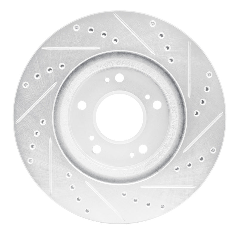 R1 04-12 Mitsubishi Eclipse Front Left Drilled & Slotted Silver Brake Rotor