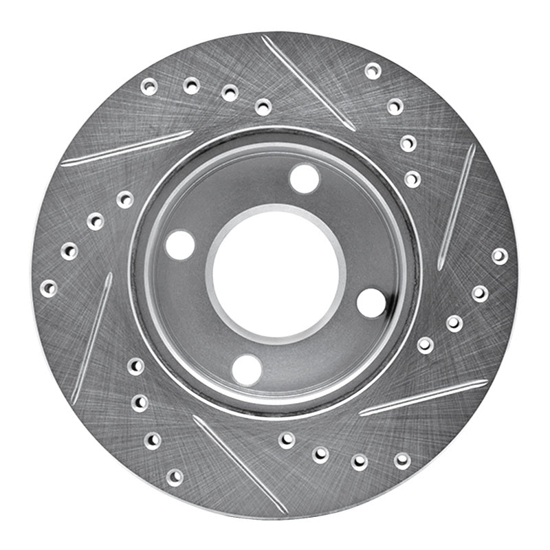 R1 84-87 Audi 4000 Quattro Front Left Drilled & Slotted Silver Brake Rotor