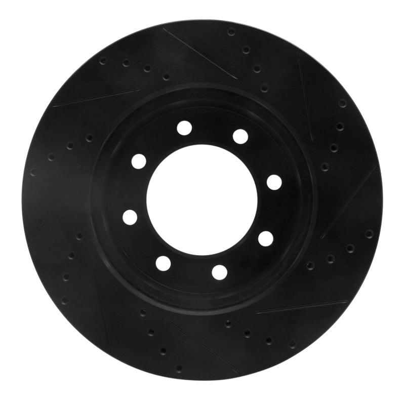 R1 09-25 Dodge Ram 2500 Front Left Drilled & Slotted Black Brake Rotor
