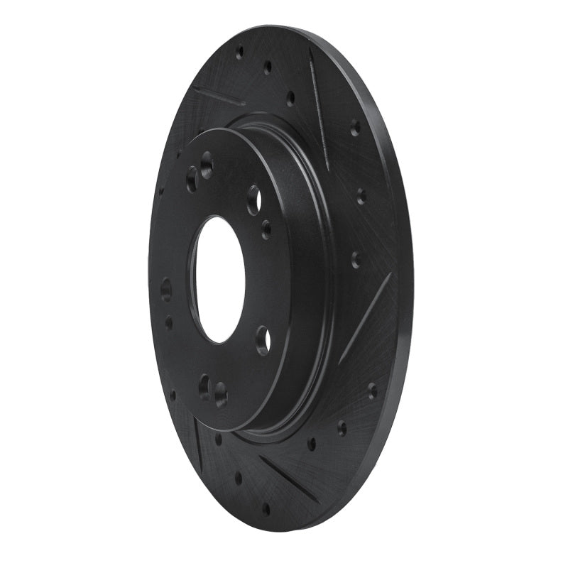 R1 11-15 Honda CR-Z Rear Right Drilled & Slotted Black Brake Rotor