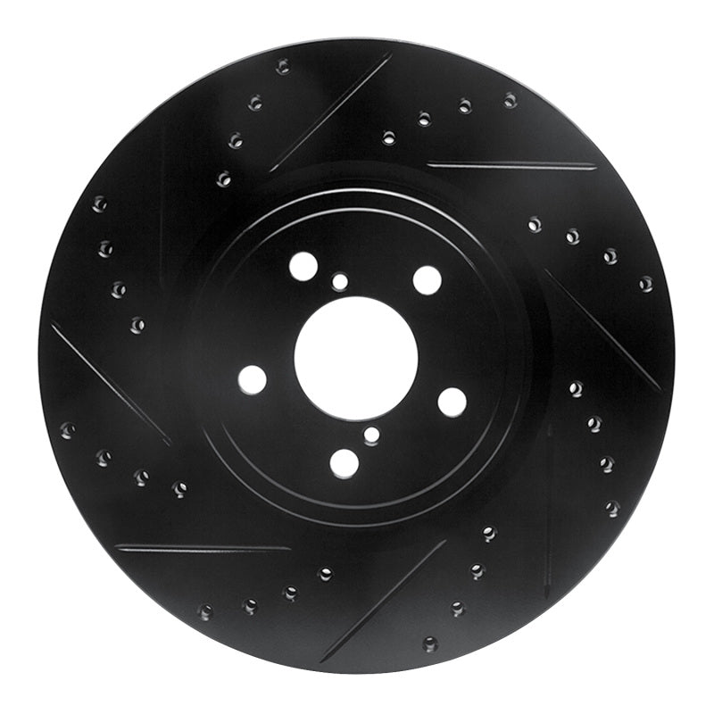 R1 05-18 Subaru Outback Front Left Drilled & Slotted Black Brake Rotor
