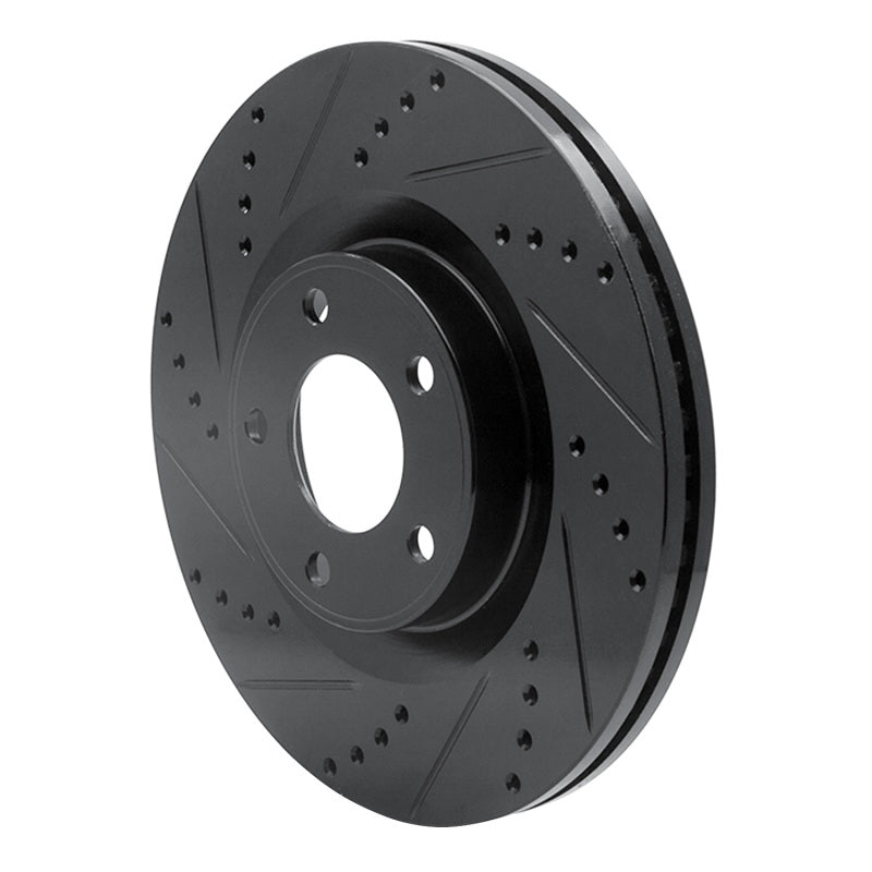 R1 07-15 Ford Edge Front Left Drilled & Slotted Black Brake Rotor