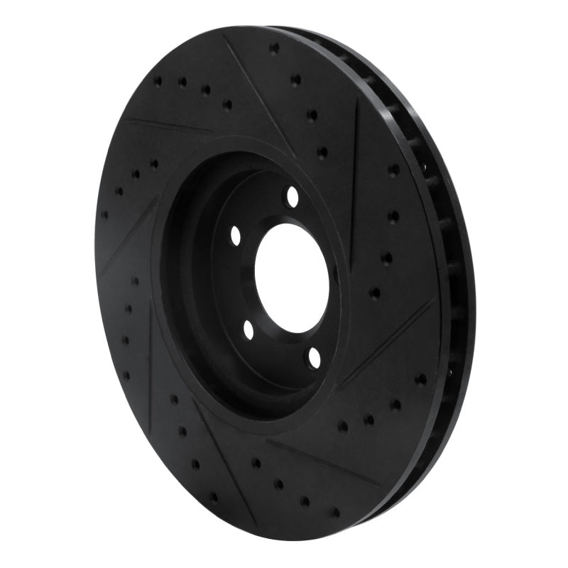 R1 03-05 Jaguar S-Type Front Left Drilled & Slotted Black Brake Rotor