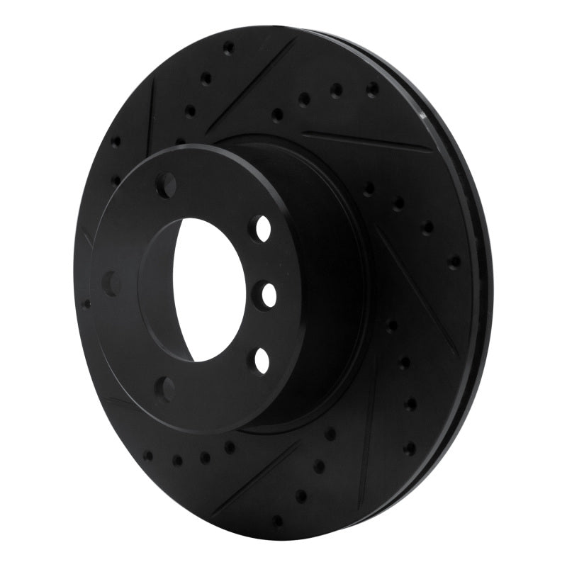 R1 96-03 BMW 528I Front Left Drilled & Slotted Black Brake Rotor