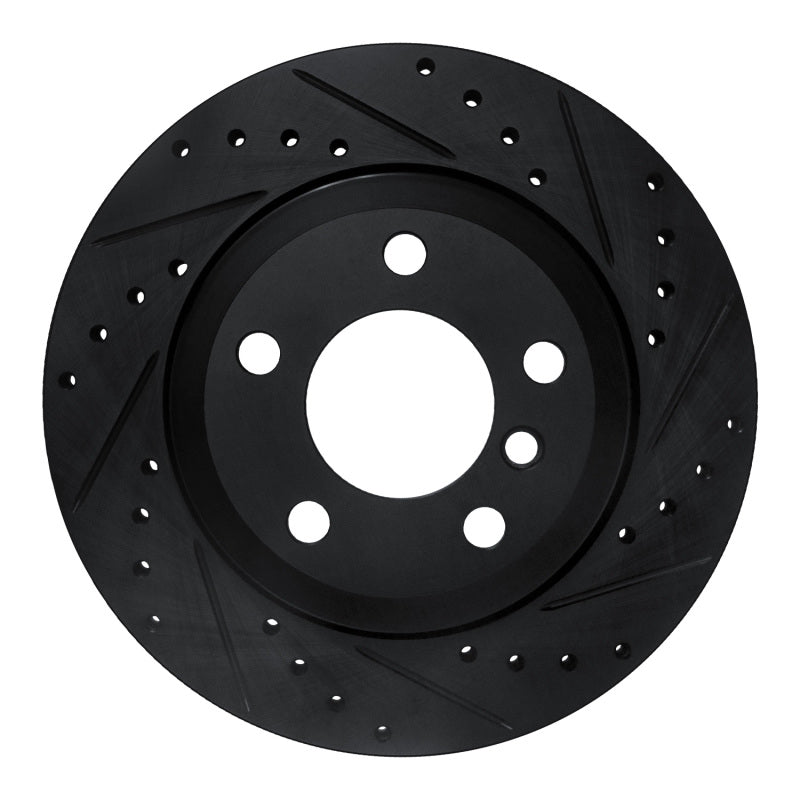 R1 07-19 BMW X5 Rear Right Drilled & Slotted Black Brake Rotor