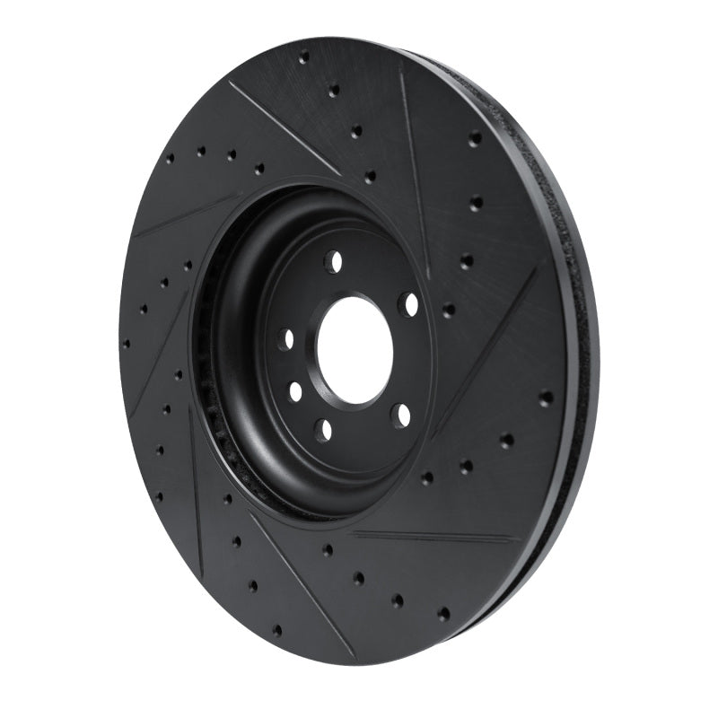 R1 16-24 Jaguar XF Front Left Drilled & Slotted Black Brake Rotor