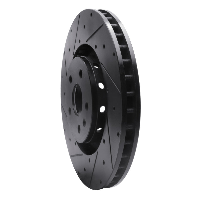 R1 09-15 Cadillac CTS Front Left Drilled & Slotted Black Brake Rotor