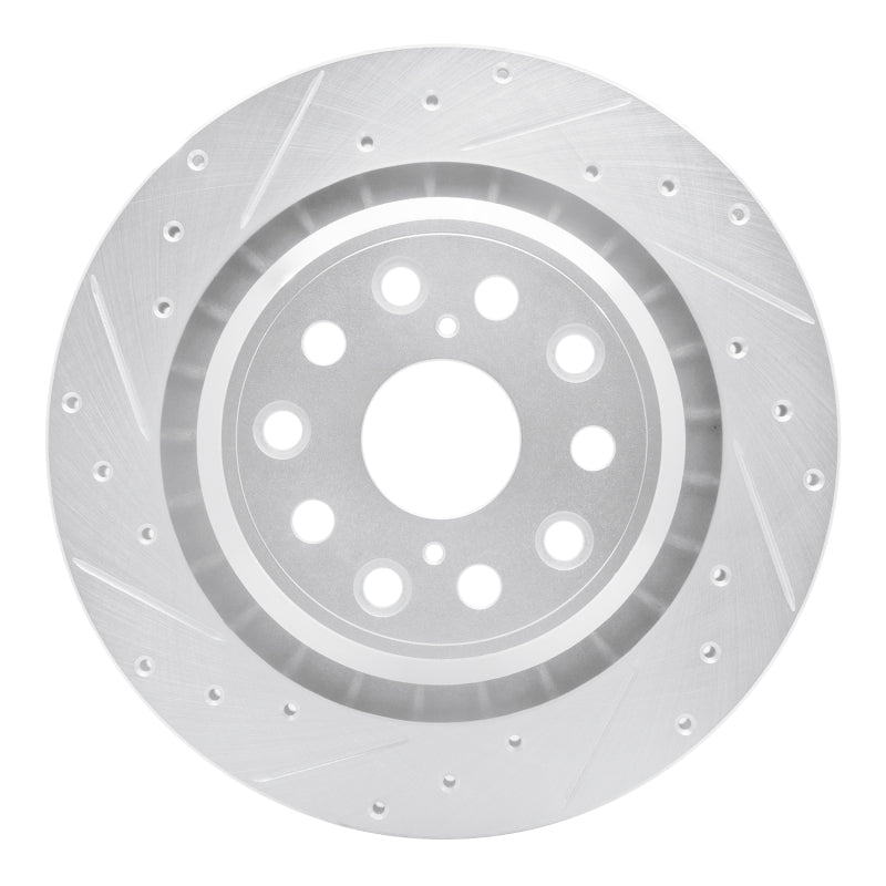 R1 07-17 Lexus LS600h Left Rear Drilled & Slotted Silver Brake Rotor