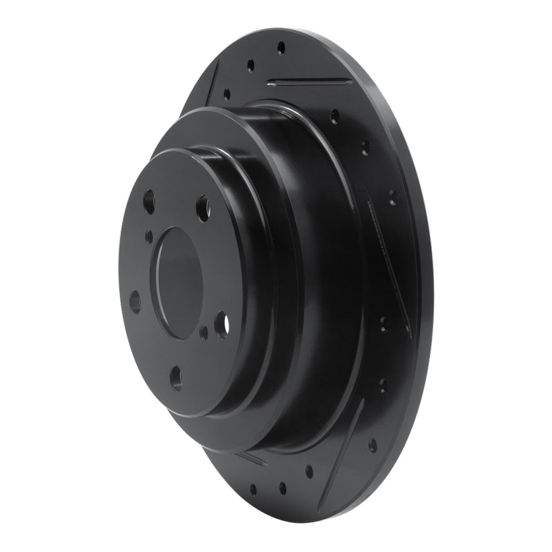 R1 90-08 Saab 9-2X Rear Left Drilled & Slotted Black Brake Rotor