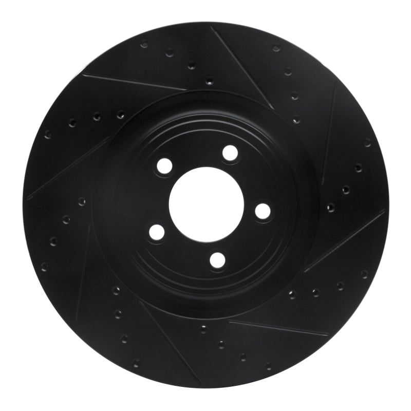 R1 06-21 Jaguar F-Type Front Right Drilled & Slotted Black Brake Rotor