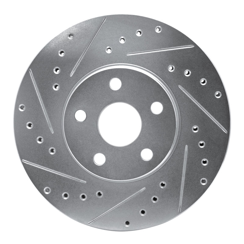 R1 87-91 Lexus ES250 Front Left Drilled & Slotted Silver Brake Rotor